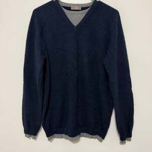Goyo 100% Mongolian Cashmere V-Neck Sweater Navy Blue